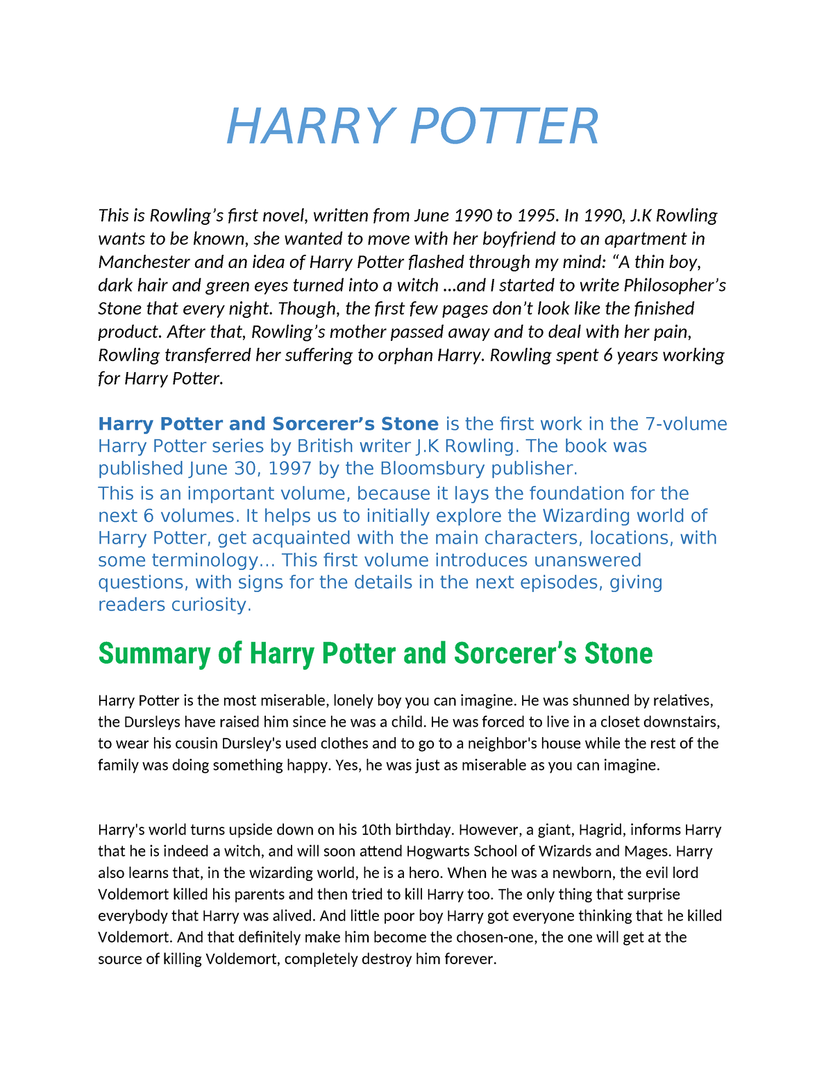 Harry Potter english - zzzzzz - HARRY POTTER This is Rowling’s first ...