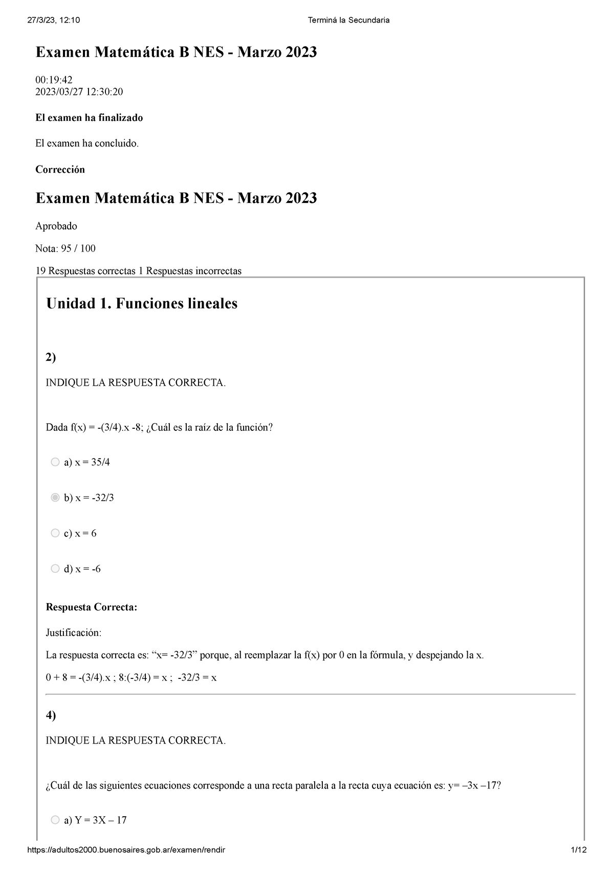 Examen Matematica B 2023 - Examen Matemática B NES - Marzo 2023 00:19: ...