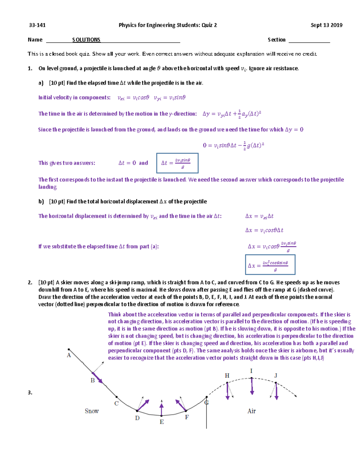 Quiz 2 Friday wk3 Solutions - 33 -1 41 Physics for Engineering Students ...