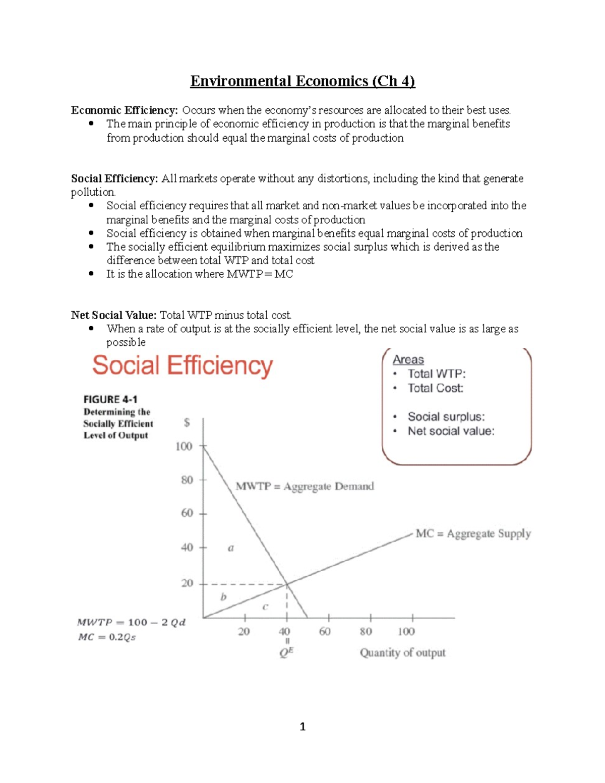 CHAP-4 - NOTES - Environmental Economics (Ch 4) Economic Efficiency ...