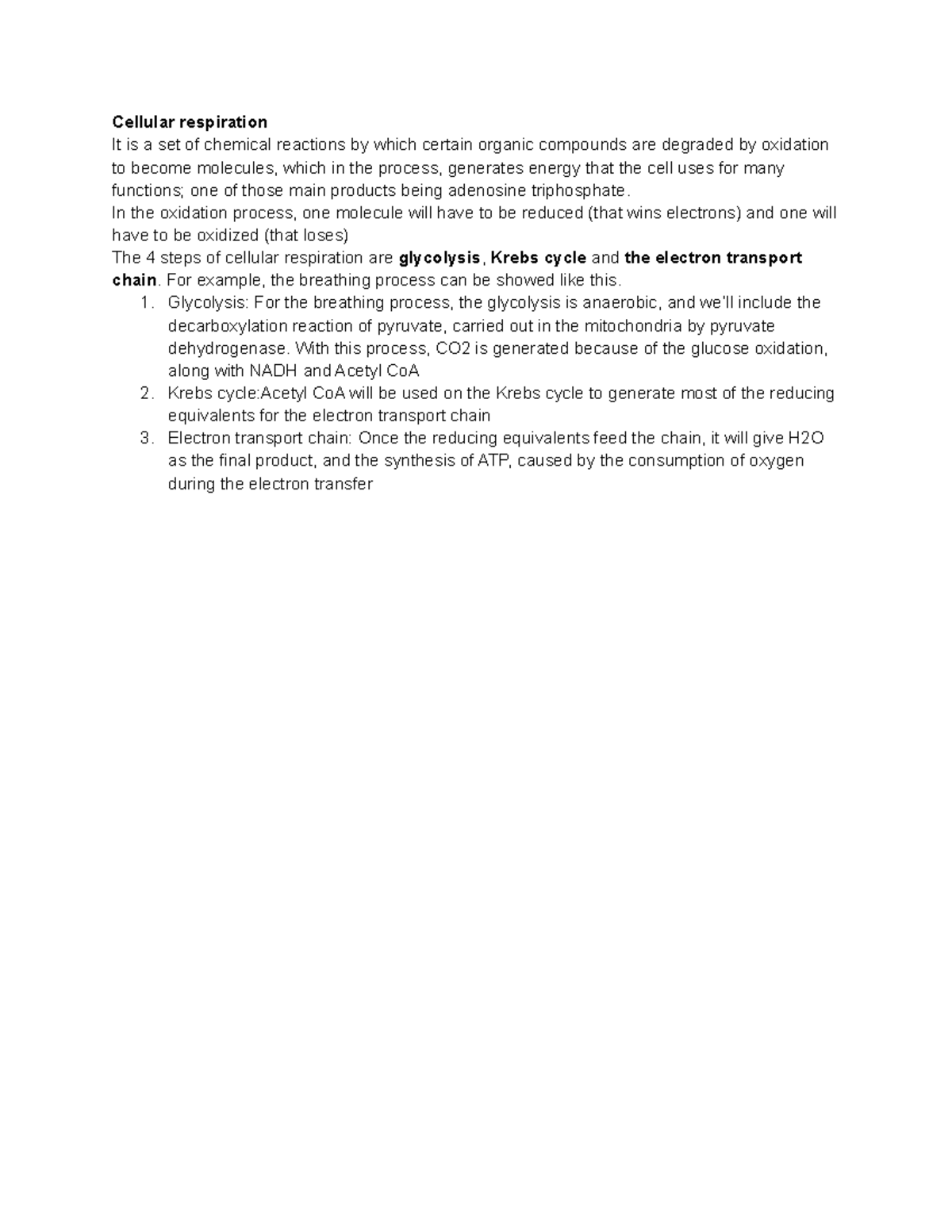 Cellular respiration - In the oxidation process, one molecule will have ...