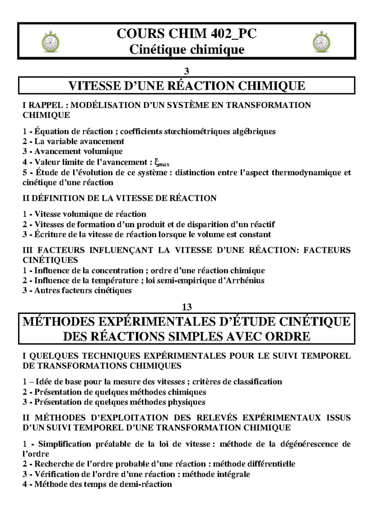 Poly cours Cinétique Chimique COURS CHIM 402_PC Cinétique chimique 3 — free download