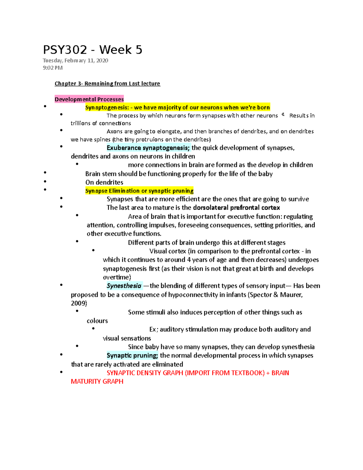 PSY302 - Week 5 Notes - PSY302 - Week 5 Tuesday, February 11, 2020 9:02 ...