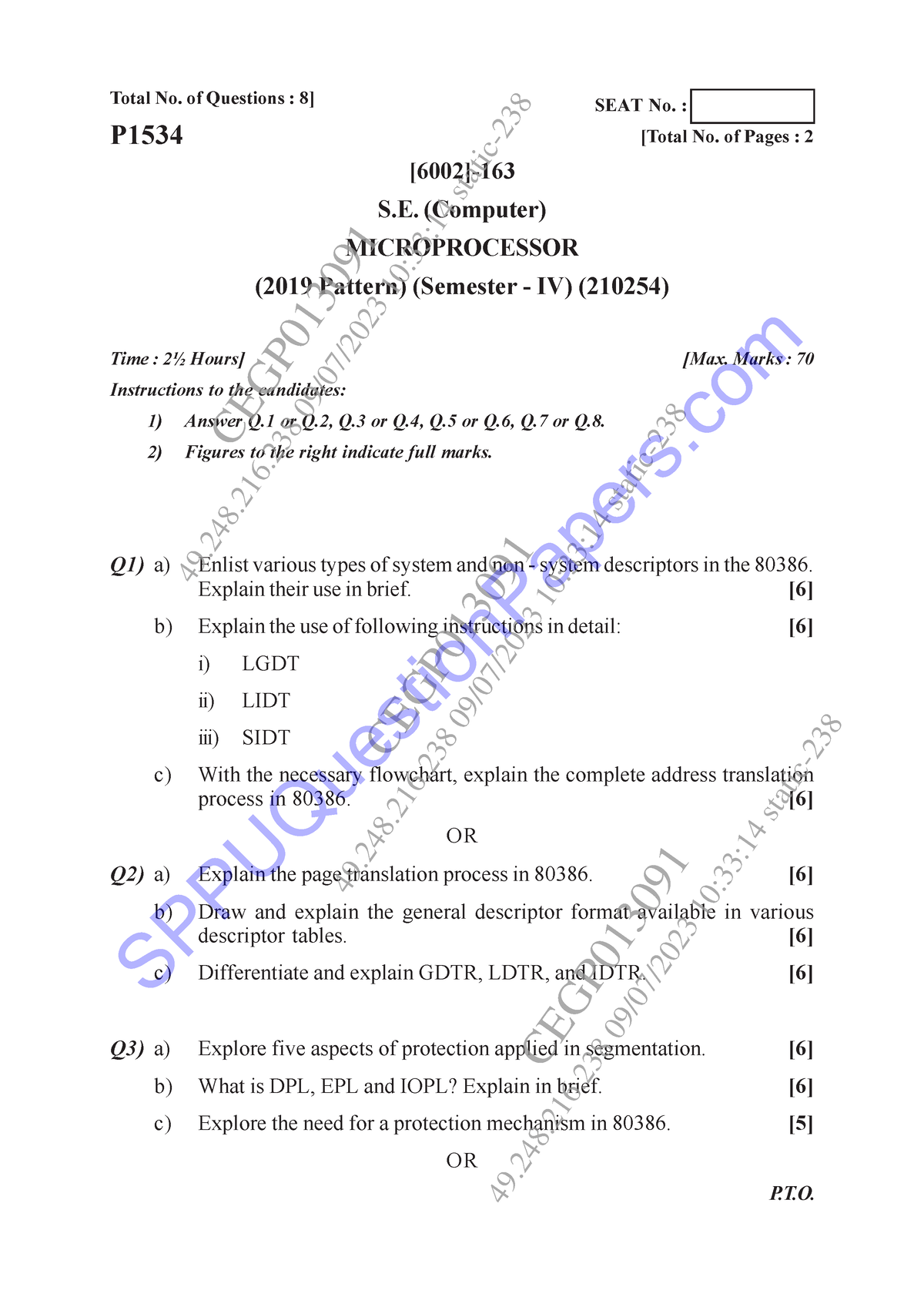 Computer Engineering Semester 4 2023 May Microprocessor Pattern 2019 ...