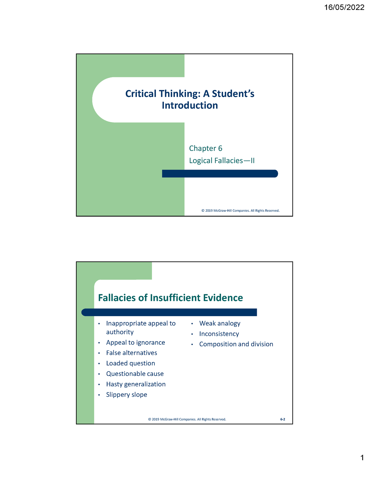 chapter 6 critical thinking and reasoning