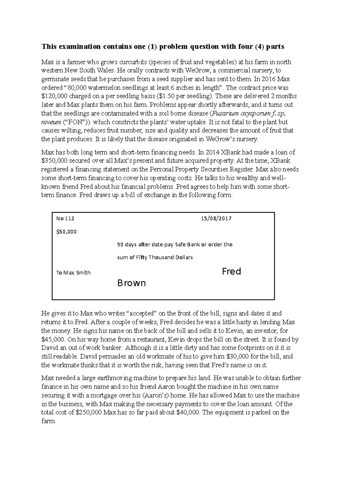 Exam 13 2017, questions and answers - This examination contains one (1 ...