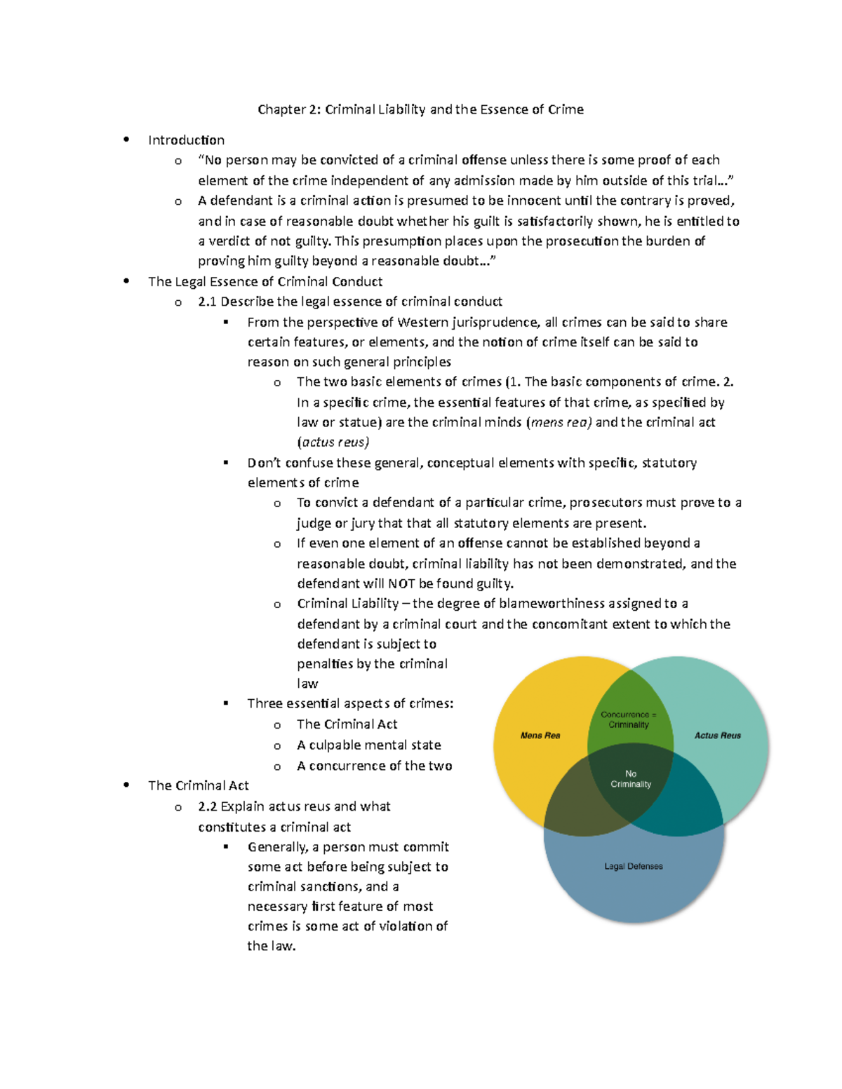 Revel Chapter 2 Notes - Chapter 2: Criminal Liability and the Essence ...