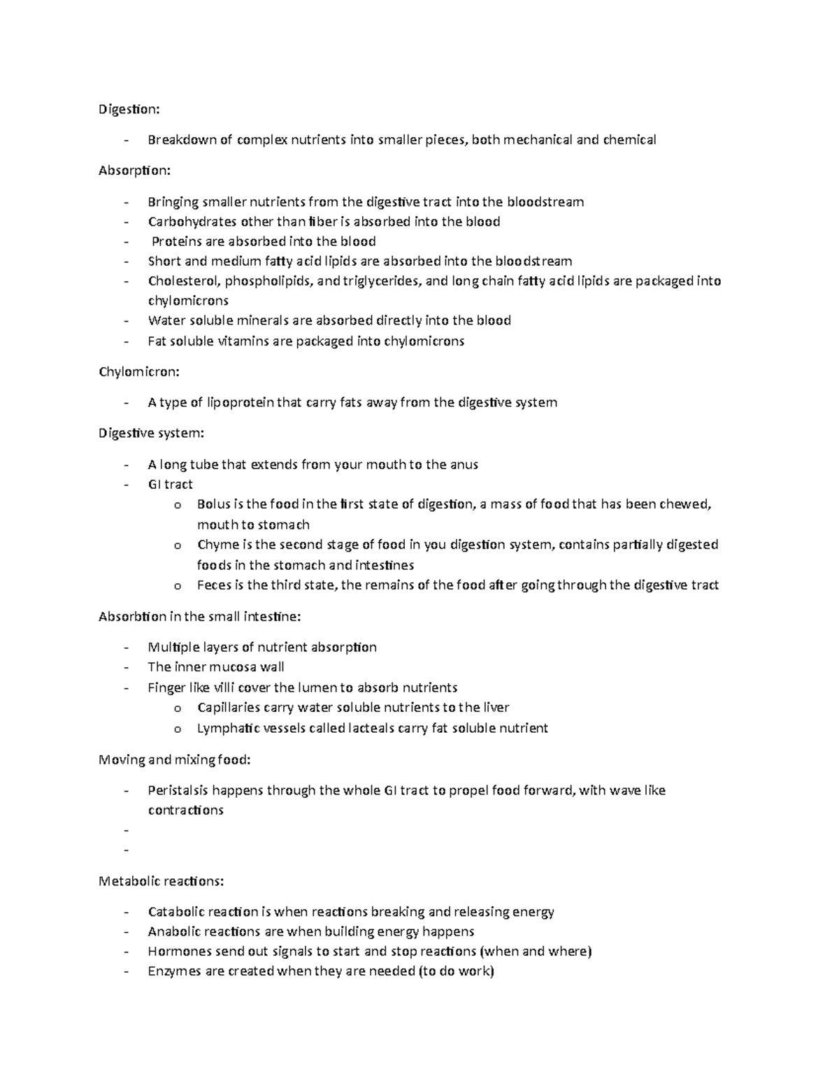 Lecture 7 NSD 225 - Copy - Digestion: Breakdown of complex nutrients ...