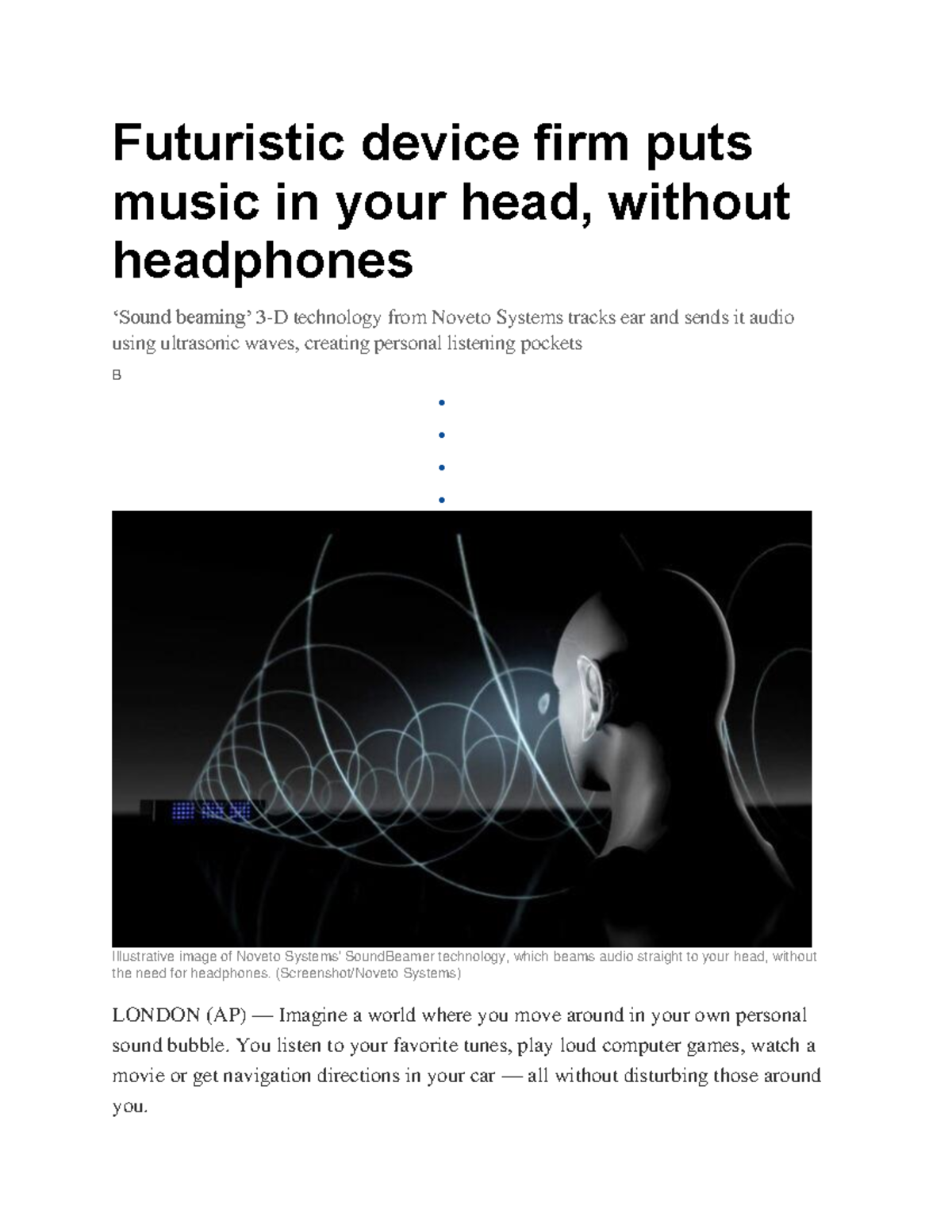 Noveto discount sound beam