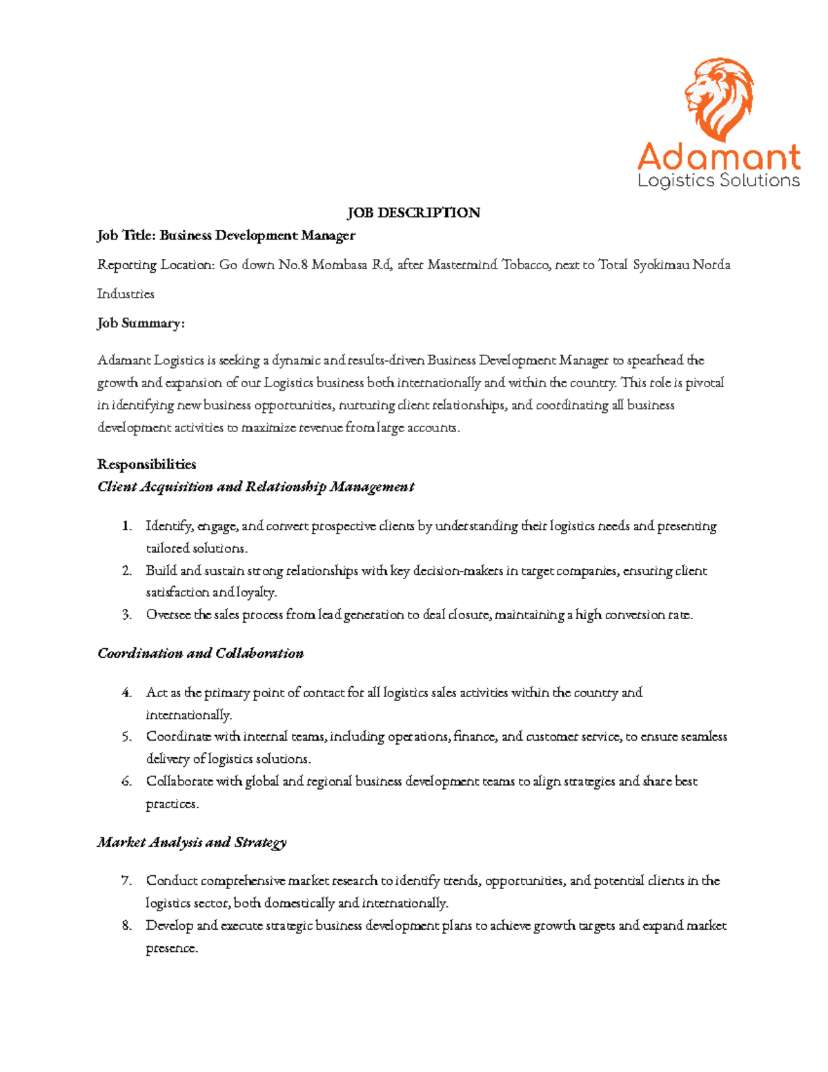 Business Development Manager JD - This role is pivotal in identifying ...