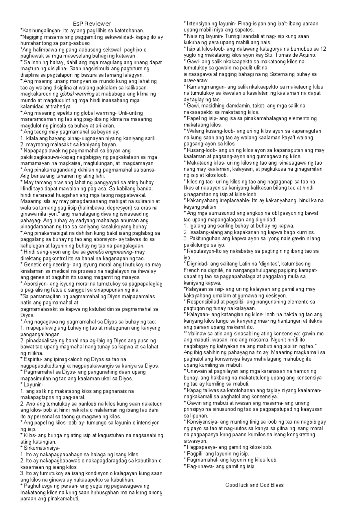 SAT- Reviewer - uigg - EsP Reviewer *Kasinungalingan- ito ay ang ...