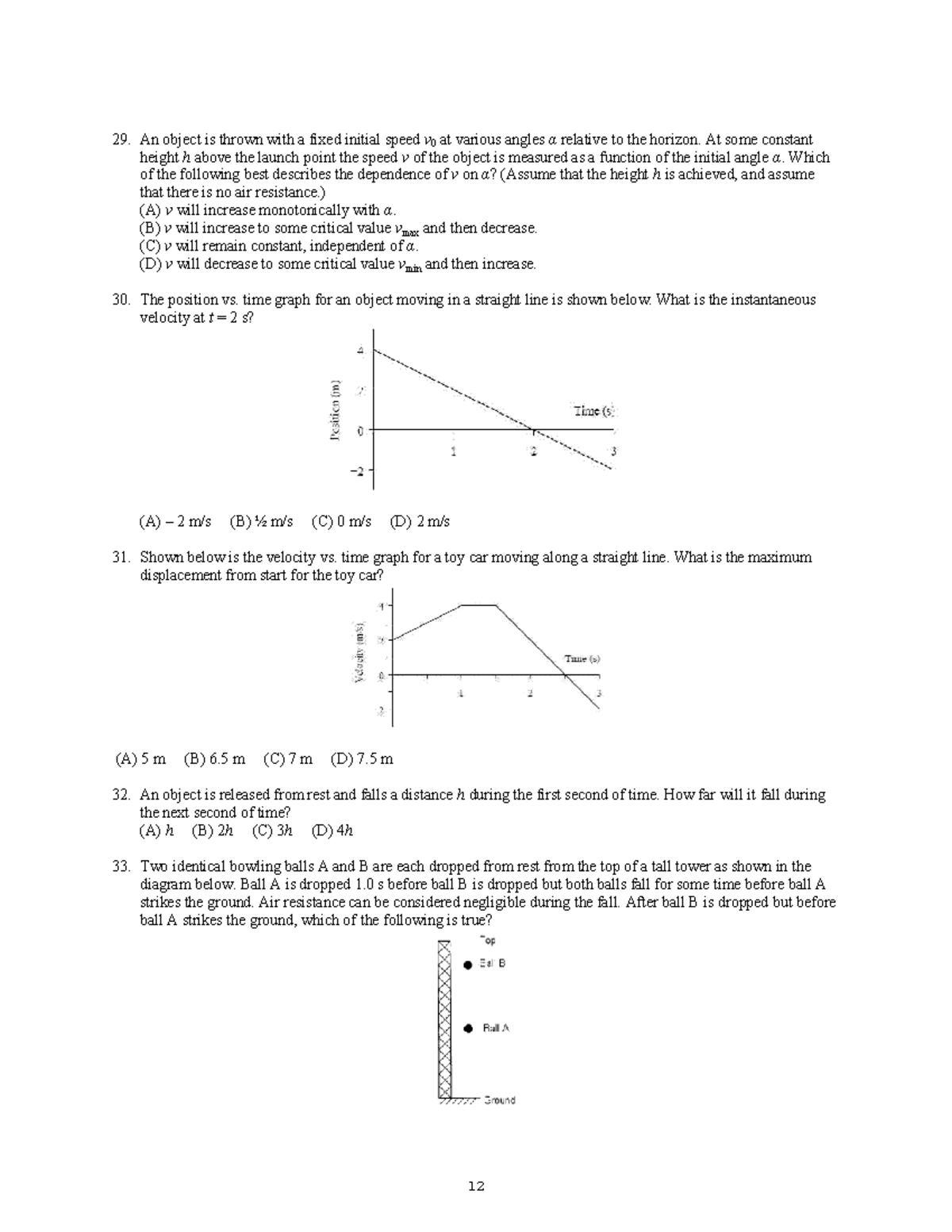 Workbook 1 FULL-14 - Workproblems for physics 1 - An object is thrown ...