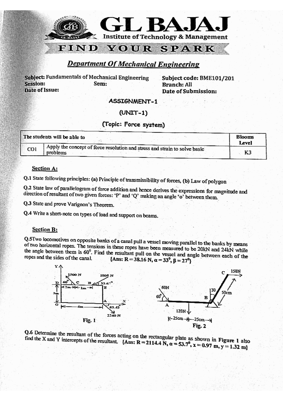 Assignment 1 Mechanic - Complete Notes For Chapter With Questions ...