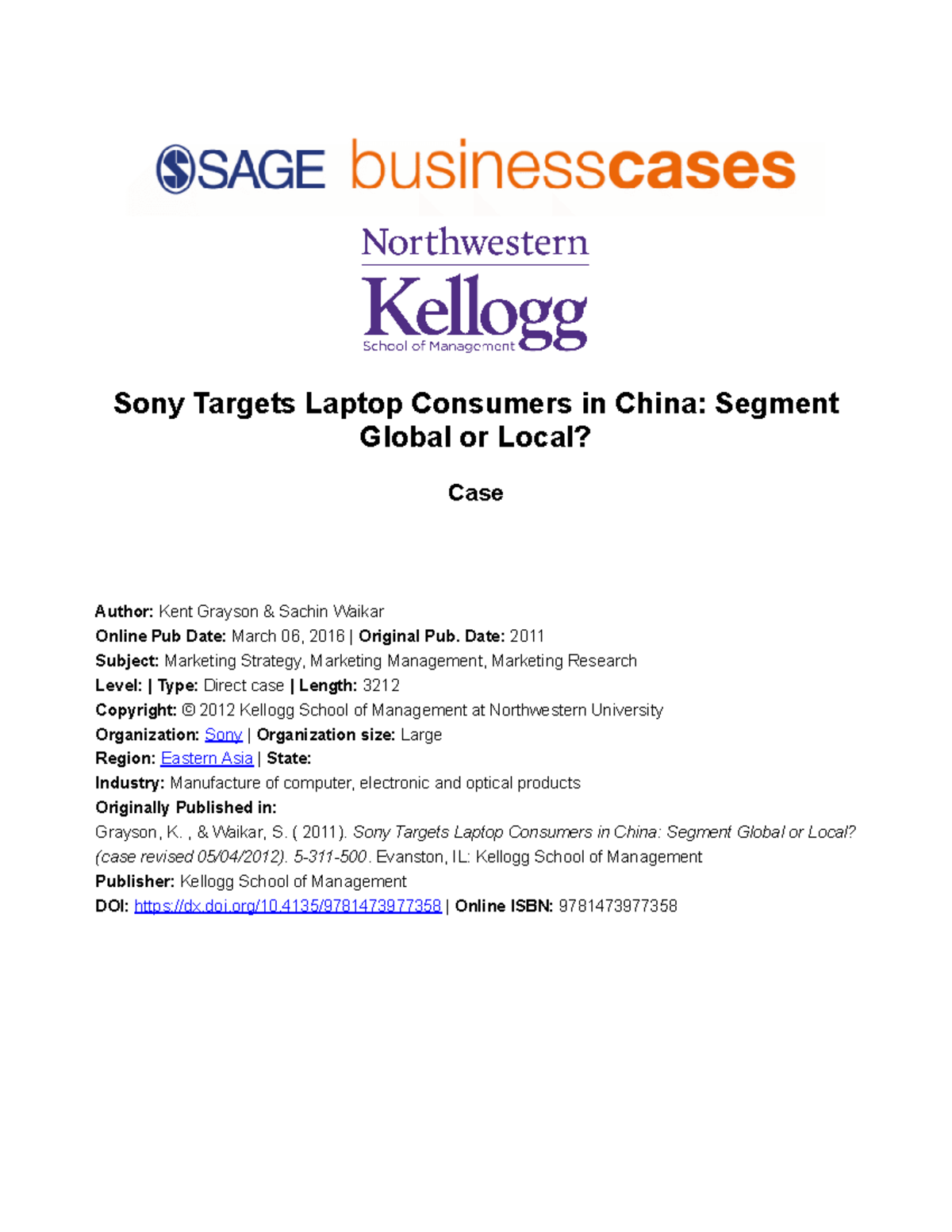 Sony targets laptop consumers in china segment global or local case