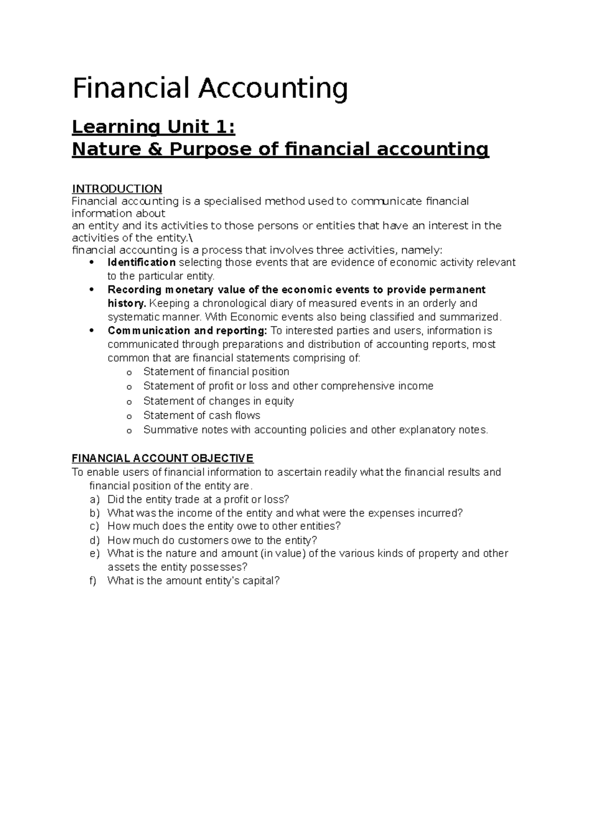 Financial Accounting Ch1-3 - Financial Accounting Learning Unit 1 ...