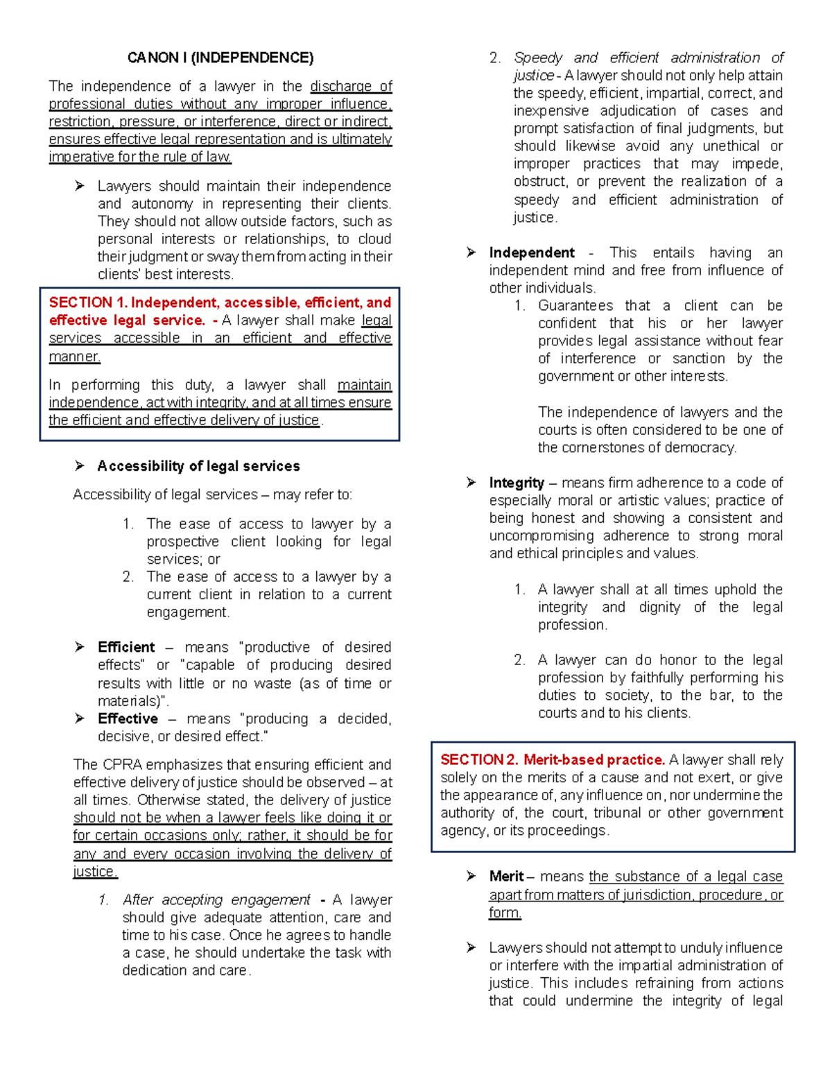 Canon 1 - CIPRA SYLLABUS CIPRA SYLLABUS - CANON I (INDEPENDENCE) The ...