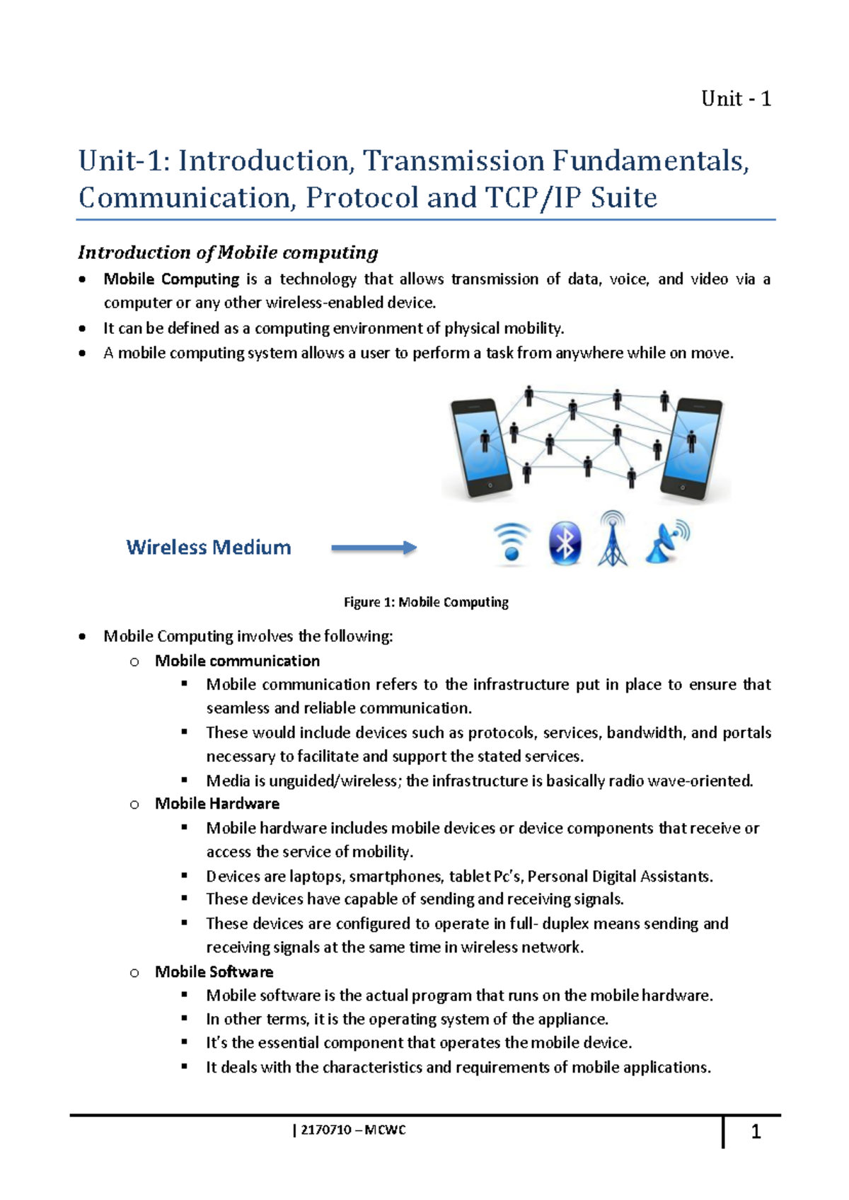 2170710 Mobile Computing and Wireless Communication-Notes PDF-Unit-1 ...