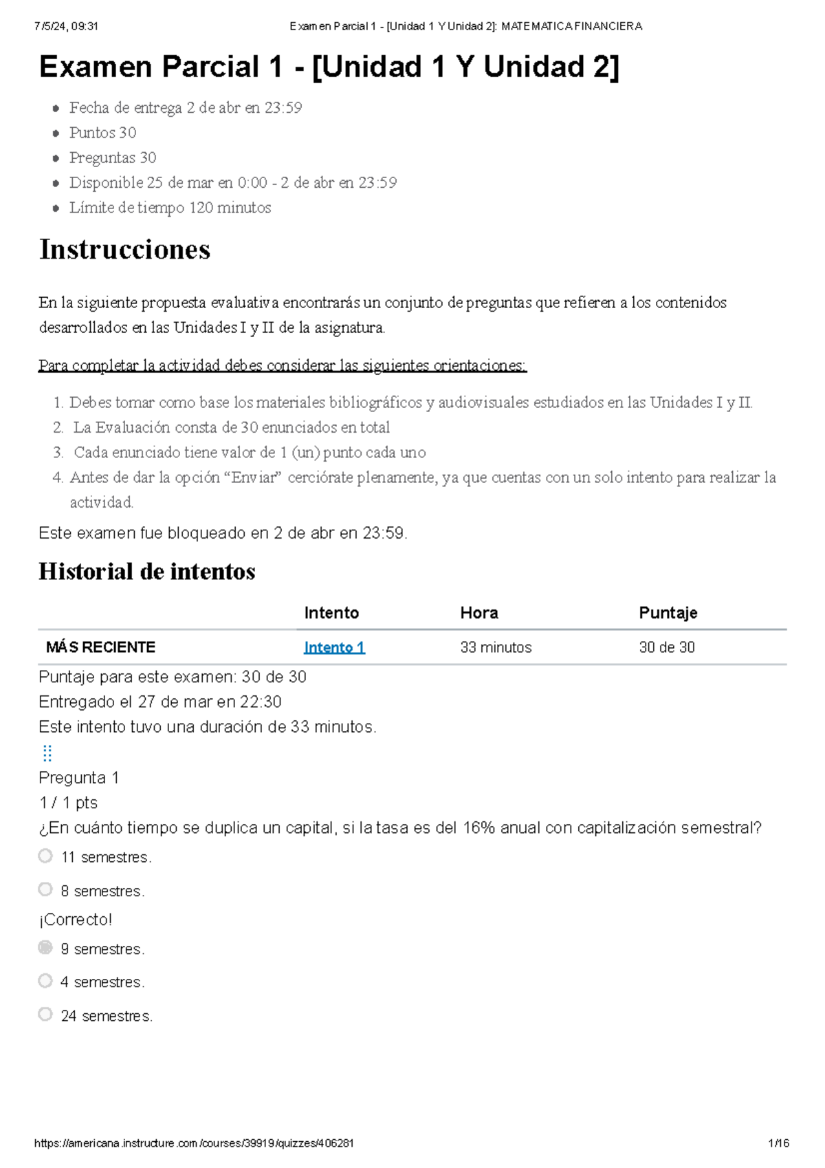 Examen Parcial 1 - [Unidad 1 Y Unidad 2] Matematica Financiera - Examen ...
