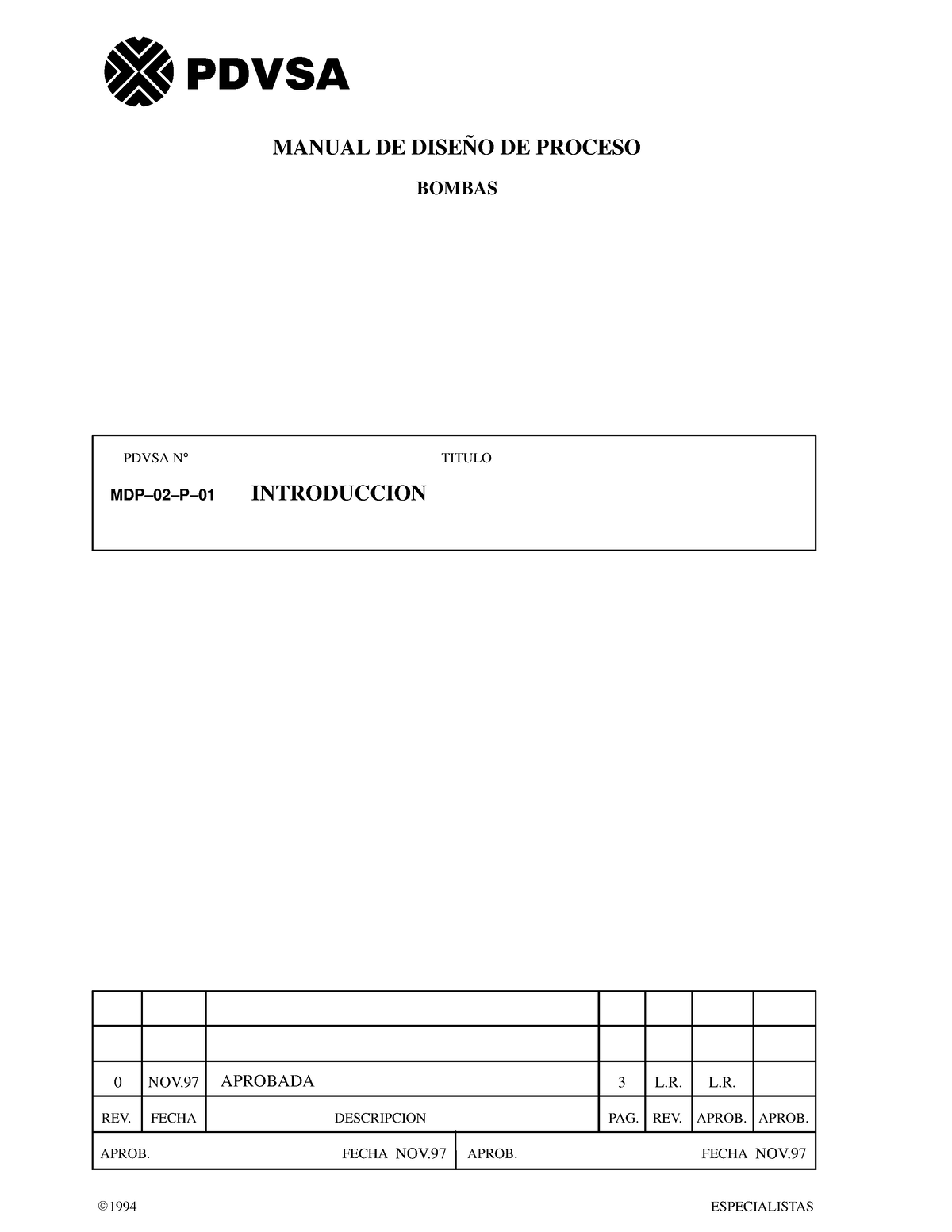 Introducción Bombas - Jdjdndnfoe R - PDVSA N° TITULO REV. FECHA ...