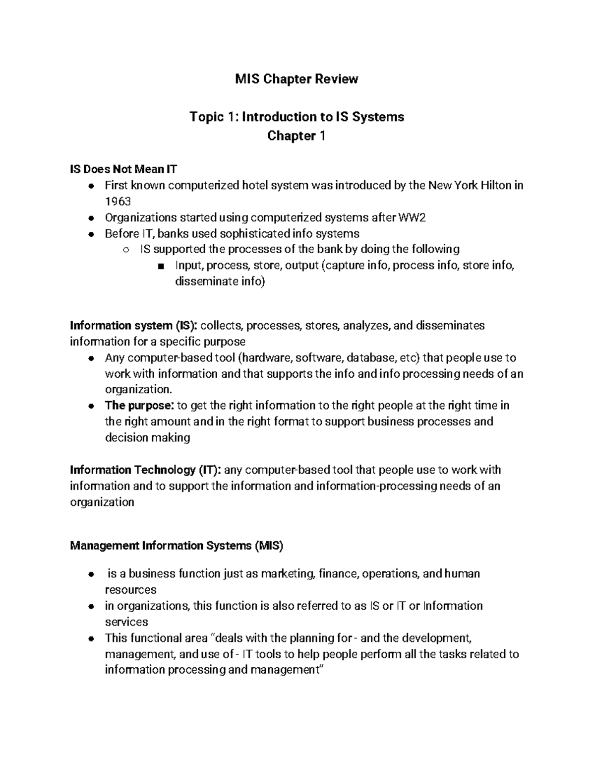 article review in mis