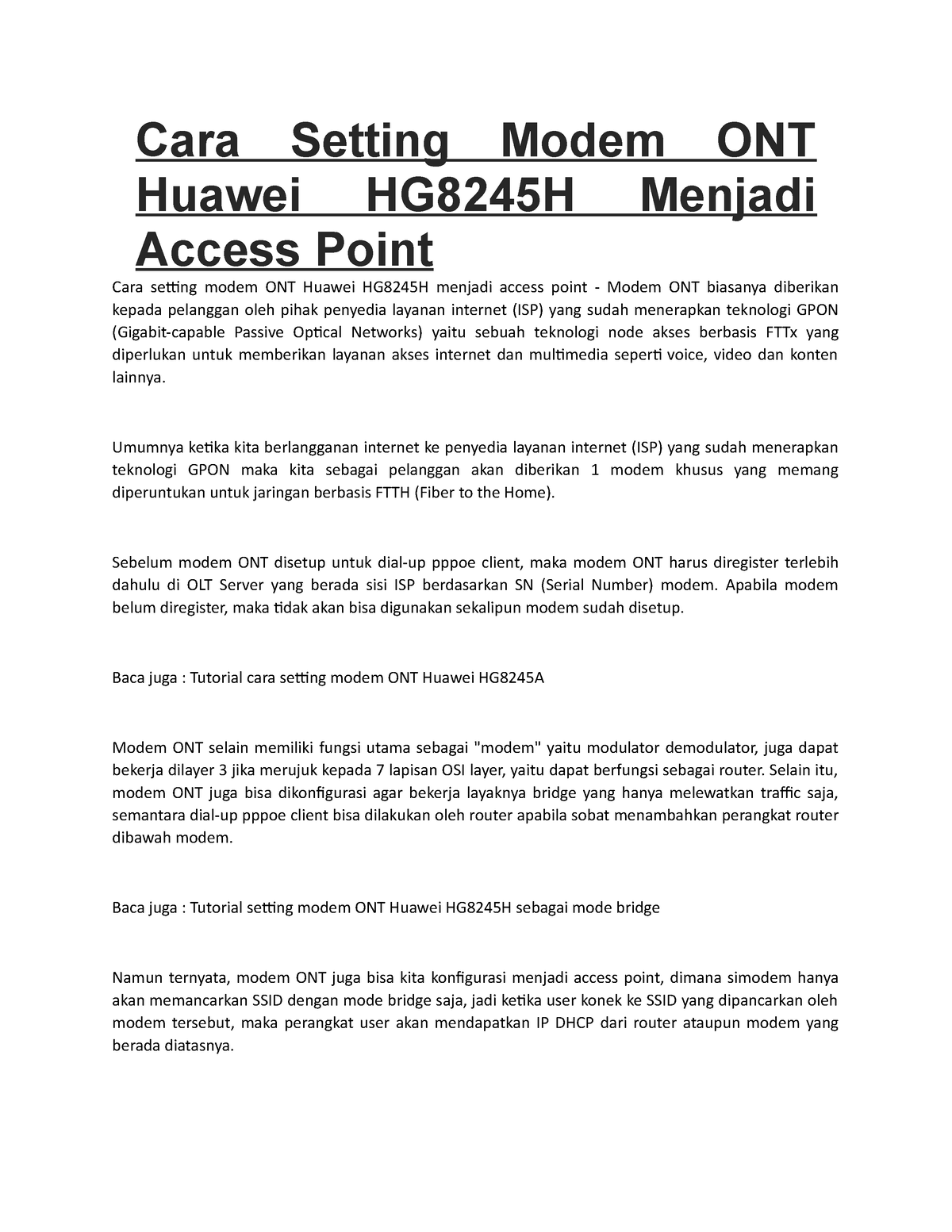 Cara Setting Modem Ont Huawei Hg8245h Menjadi Access Point Cara Setting Modem Ont Huawei 9129