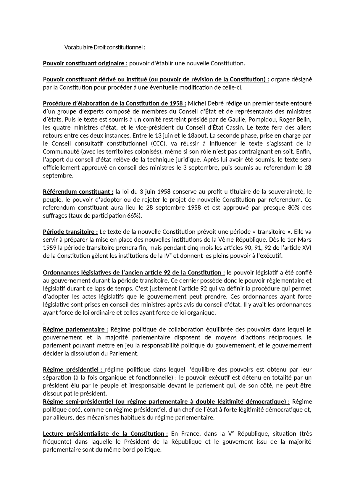 Vocabulaire Droit Constitutionnel II - Vocabulaire Droit ...