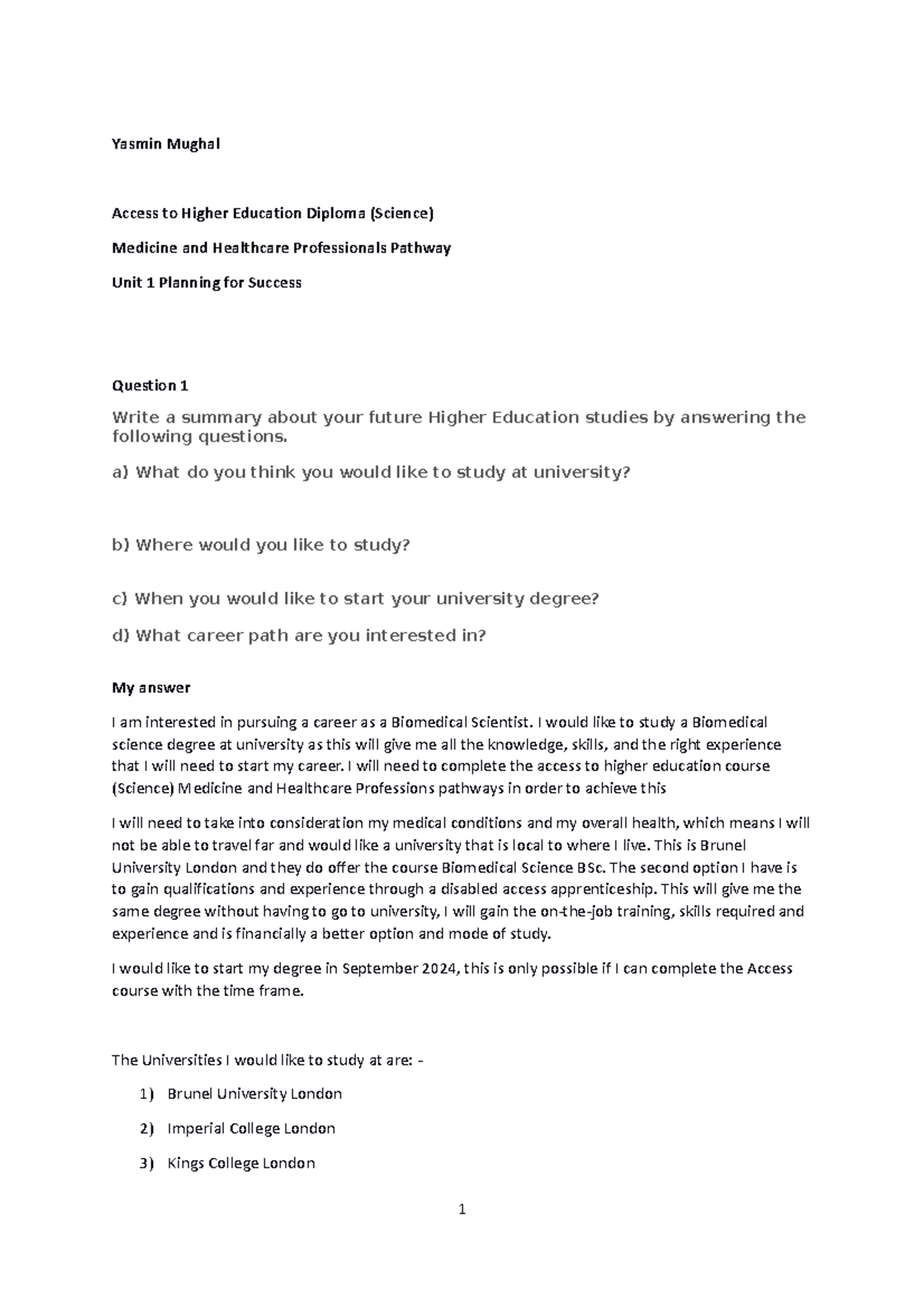 Abc Cert Unit 2 Yasmin Mughal (draft) - Yasmin Mughal Access To Higher 