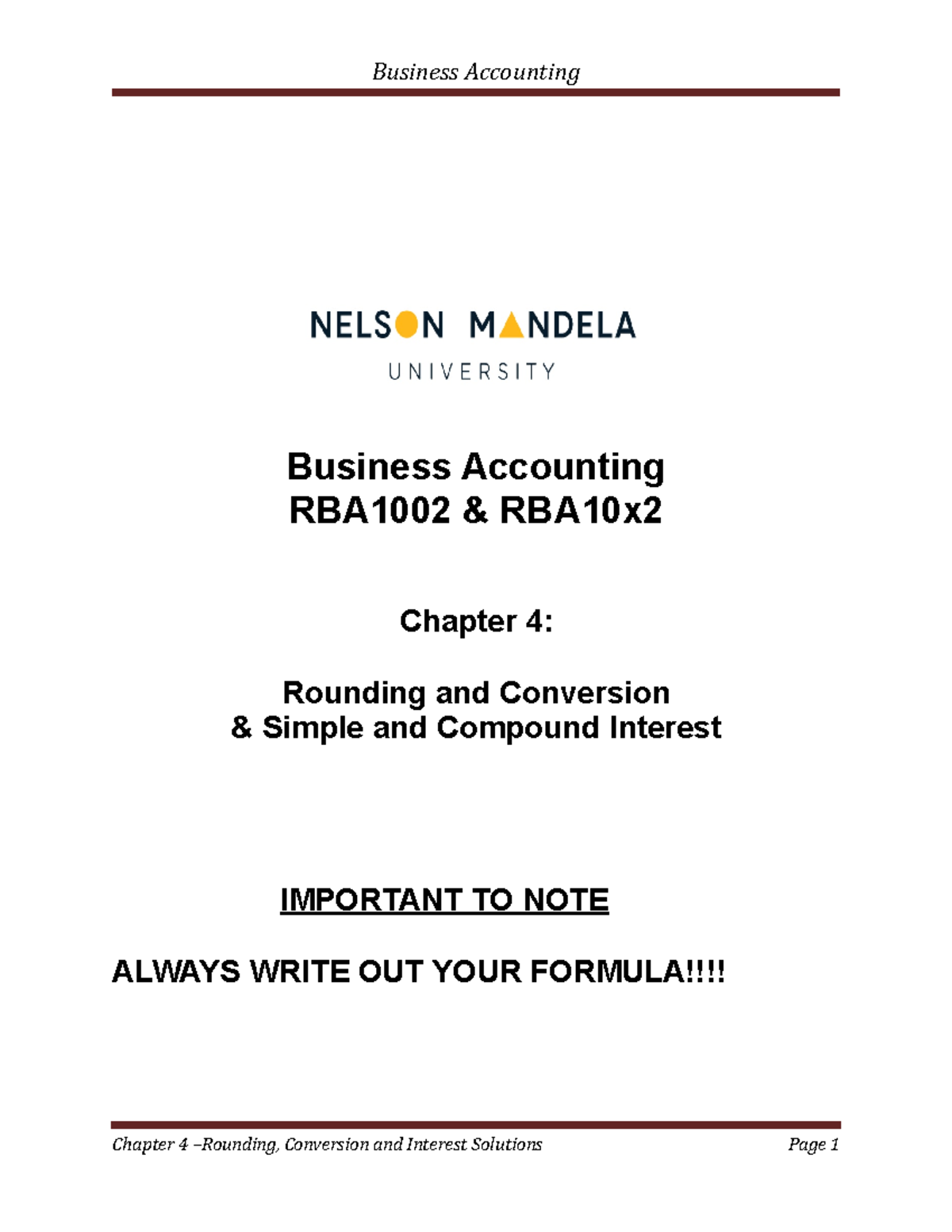 Ch 4 Rounding Conversions and Interest Solutions - Business Accounting ...
