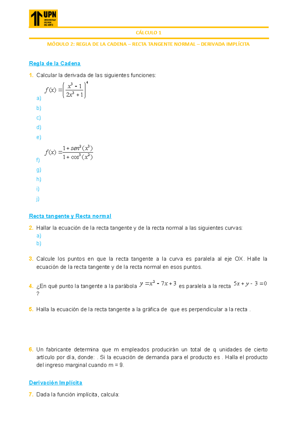 Calculadora Ecuacion De La Recta Tangente Regla DE LA Cadena - CÁLCULO 1 MÓDULO 2: REGLA DE LA CADENA – RECTA TANGENTE  NORMAL – DERIVADA - StuDocu