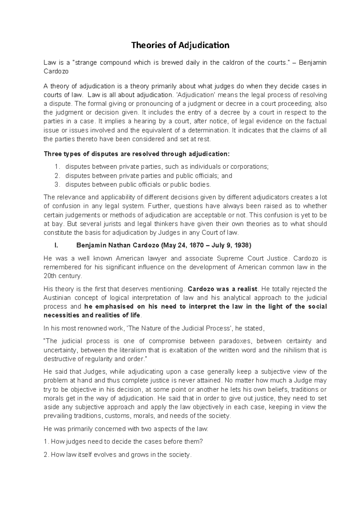 468465772 Theories of Adjudication - Theories of Adjudication Law is a ...