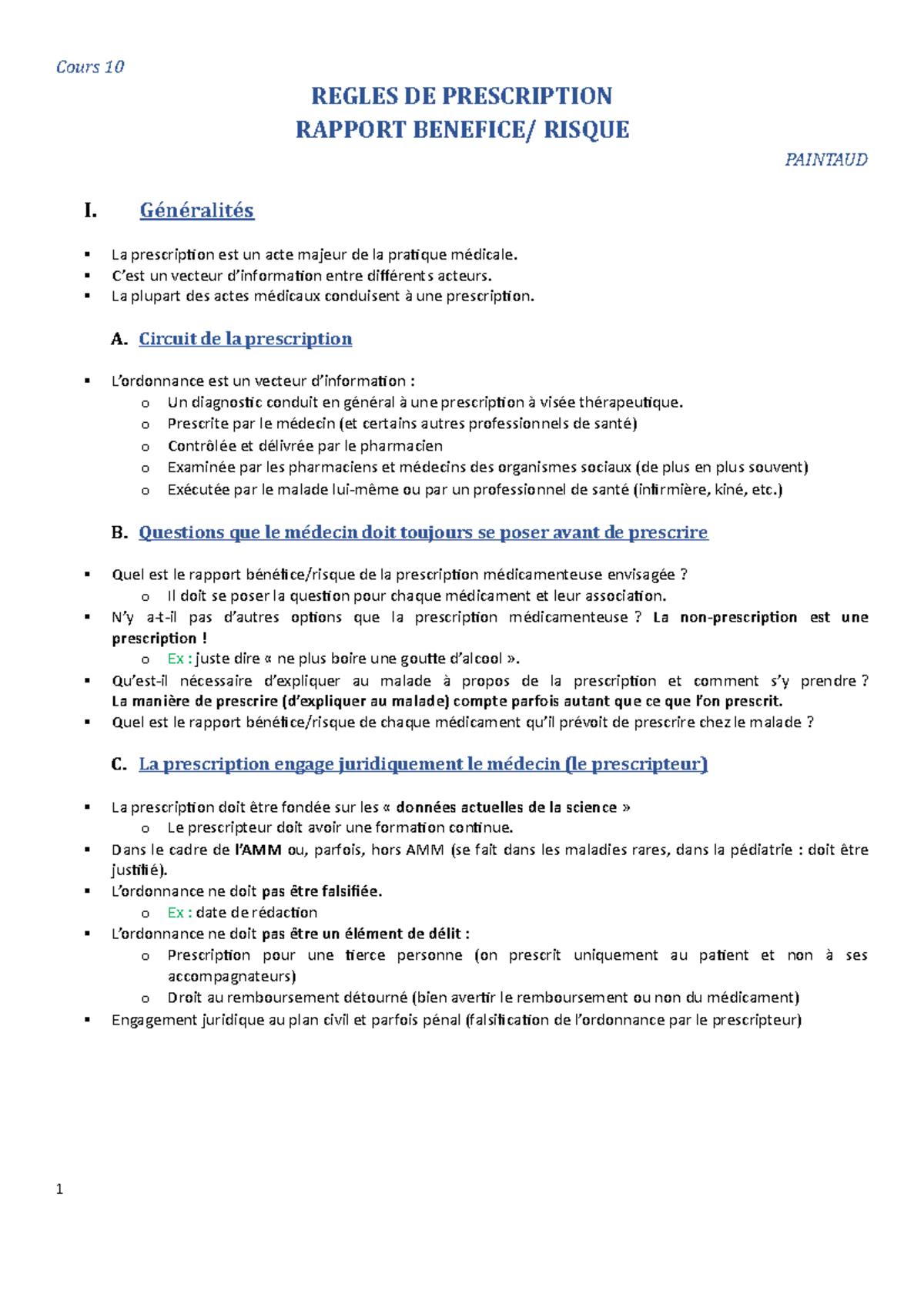 Cours 10. Règles de prescription - Cours 10 REGLES DE PRESCRIPTION ...