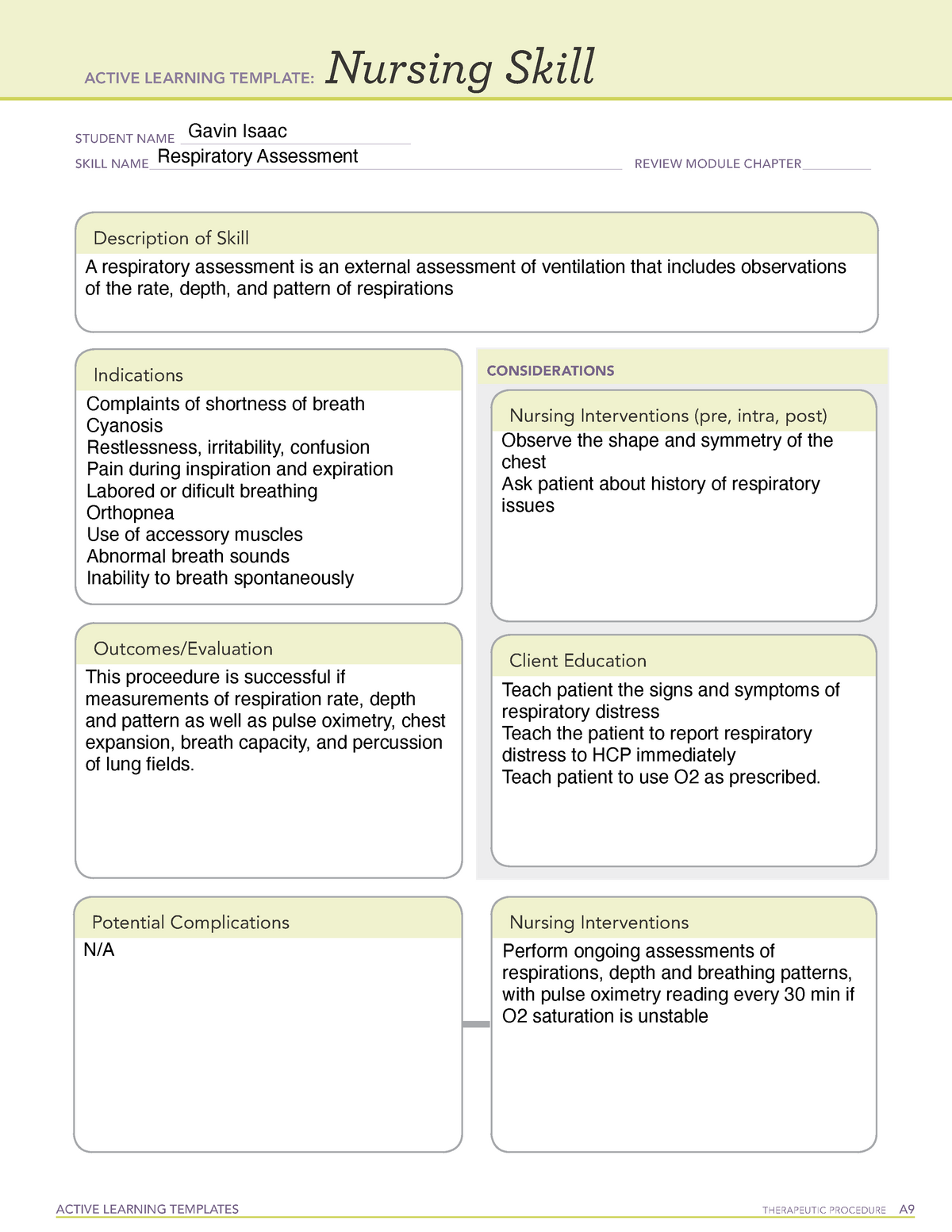 Skill Resp Assessment Active Learning Template NUR 3219C Care