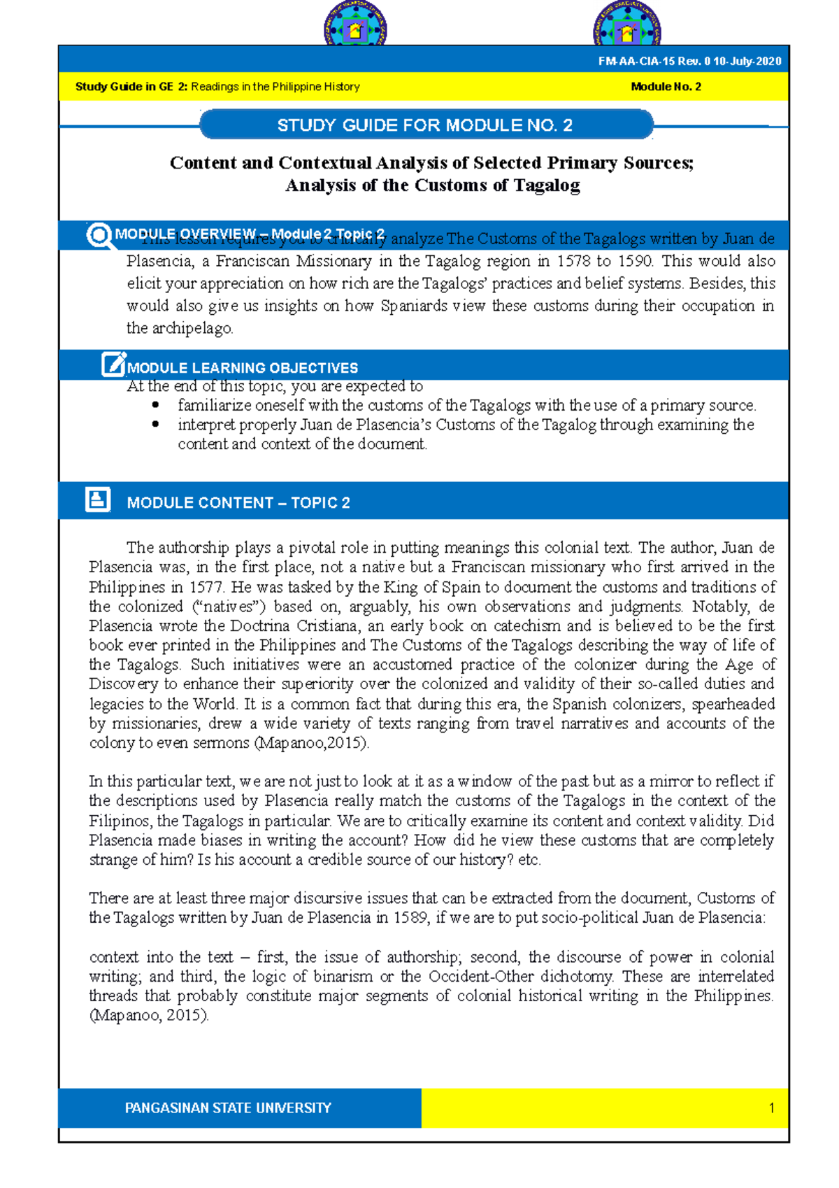 RPH Module 2 Topic 2 Customs of Tagalog - Content and Contextual ...