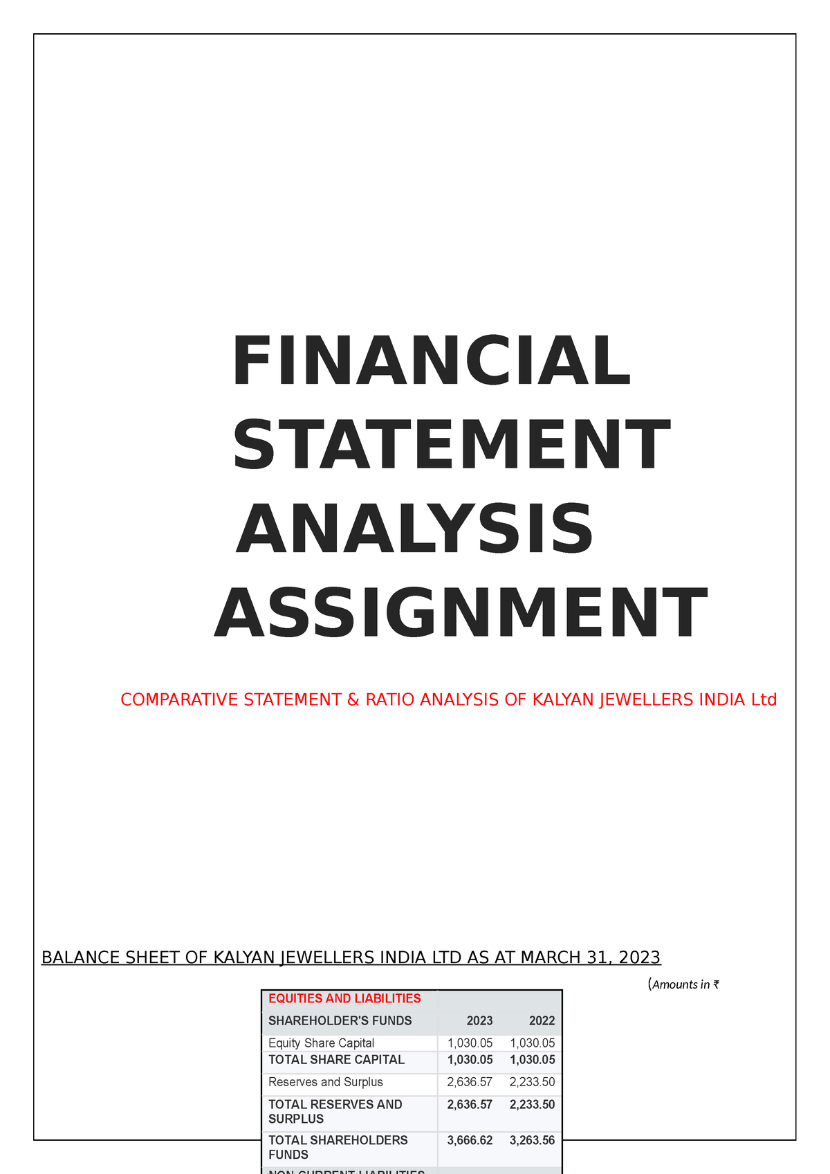 company financial statement analysis assignment