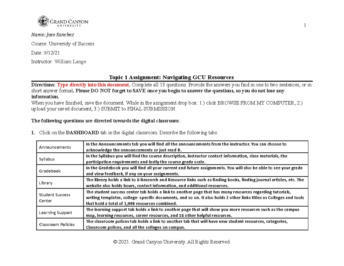 gcu assignment cover sheet