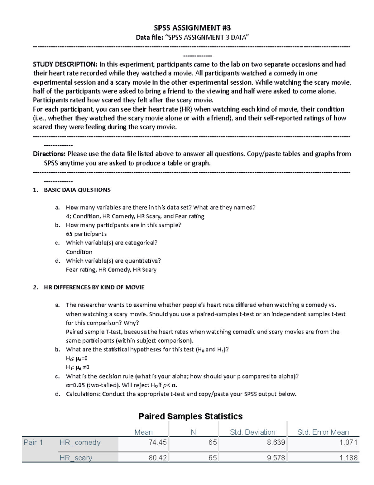 PSYC402 SPSS 3 Assignment - SPSS ASSIGNMENT Data file: “SPSS ASSIGNMENT ...