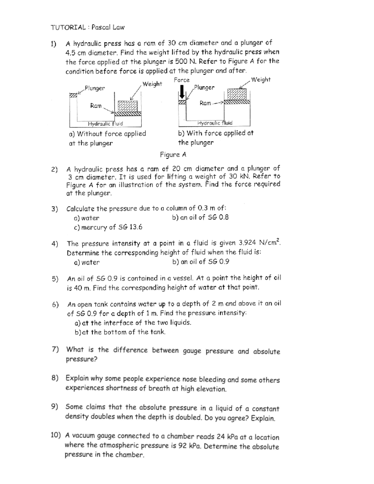 Tutorial Pressure 1rial - Thermodynamics - Studocu