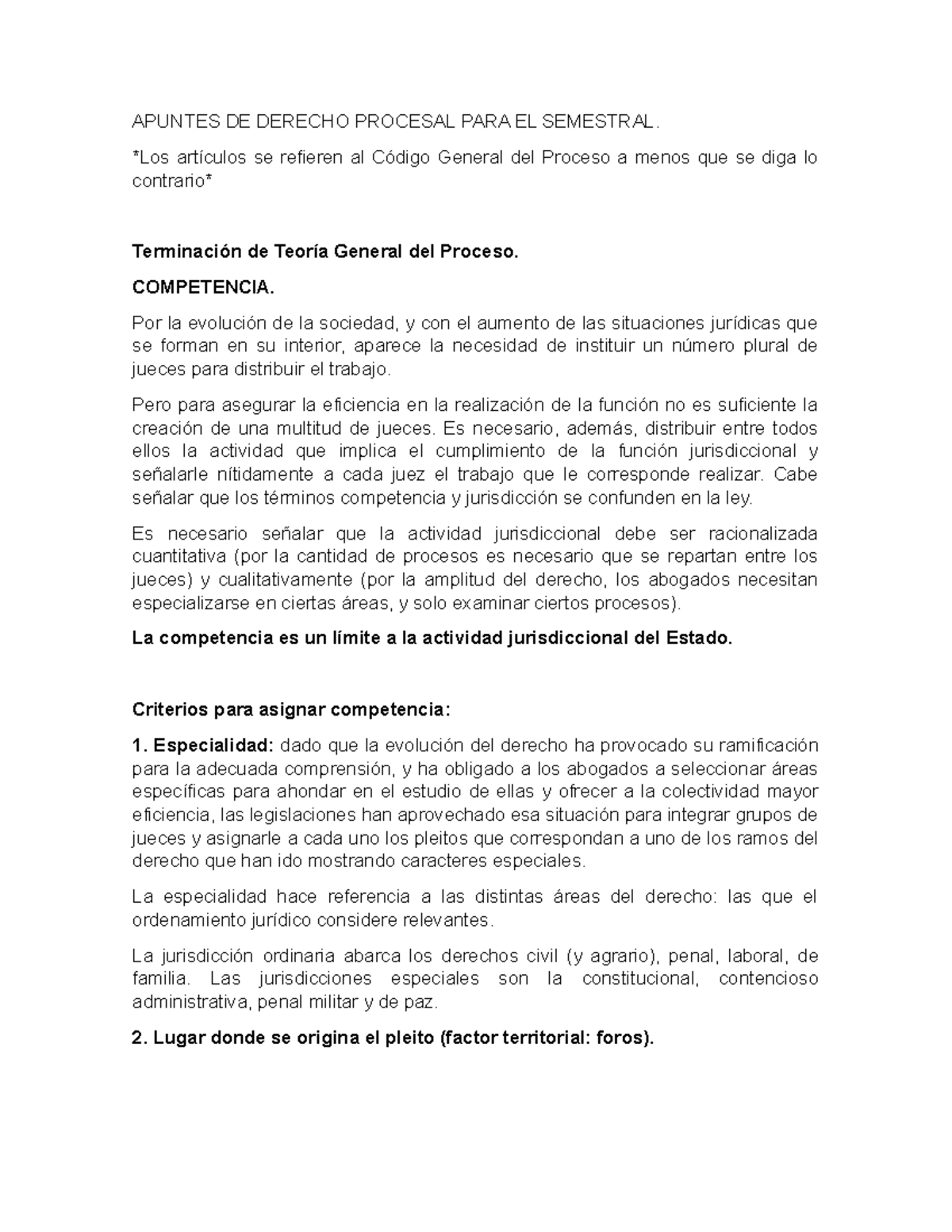 Apuntes DE Derecho Procesal PARA EL Semestral - APUNTES DE DERECHO ...