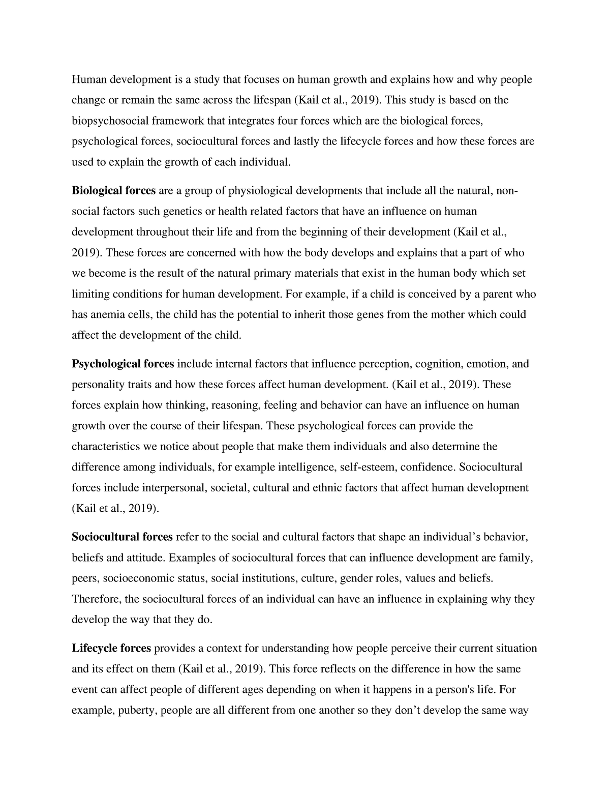 human growth and development assignment case study