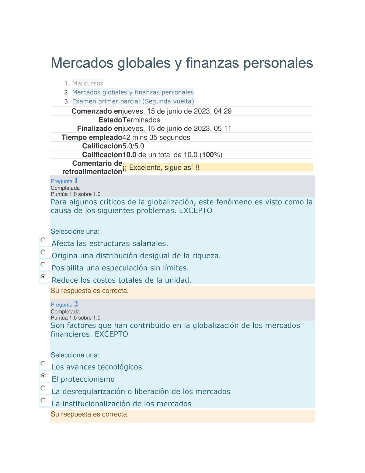 Examen S1- Mercados Globales Y Finanzas Personales - Mercados Globales ...