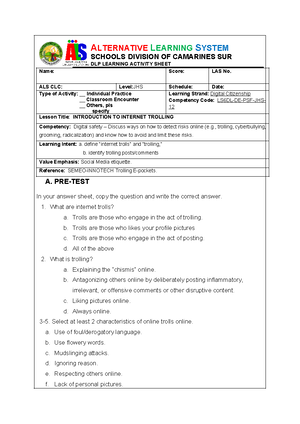 ALS PASS 22 - als - 1 | A L S Q C 2 0 2 0 ALS PASS 22 Direction: Write ...