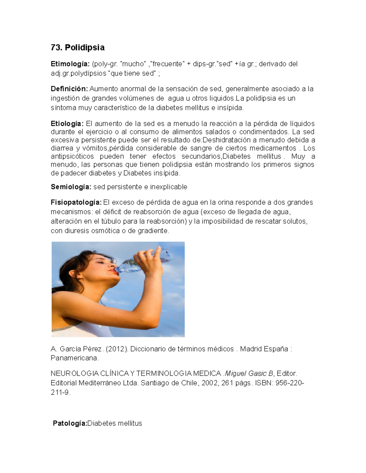 Síntomas de diabetes sintomática insípida