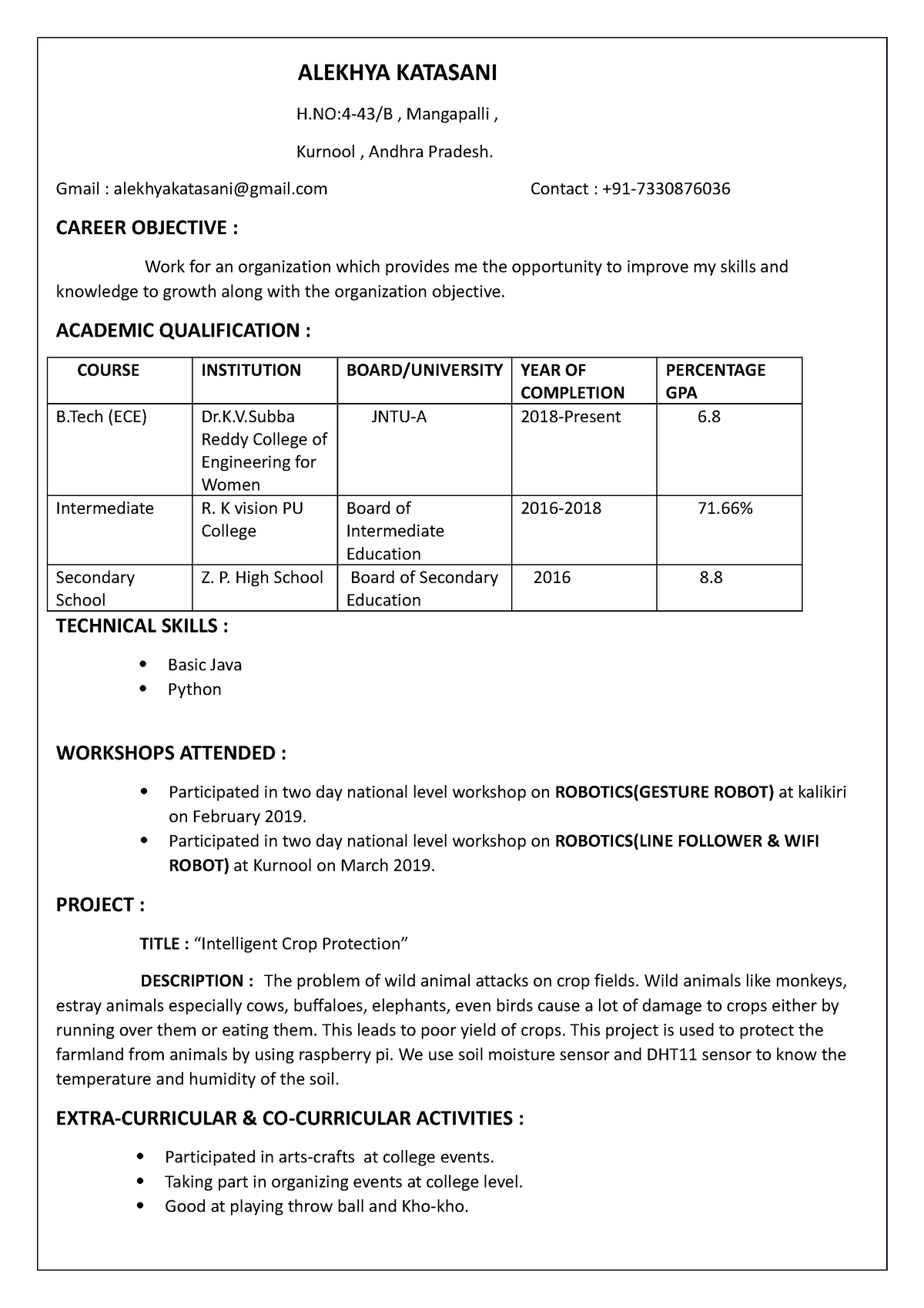 Alekhya Resume - vlsi - Electronics & Communication ENgineering - JNTU ...