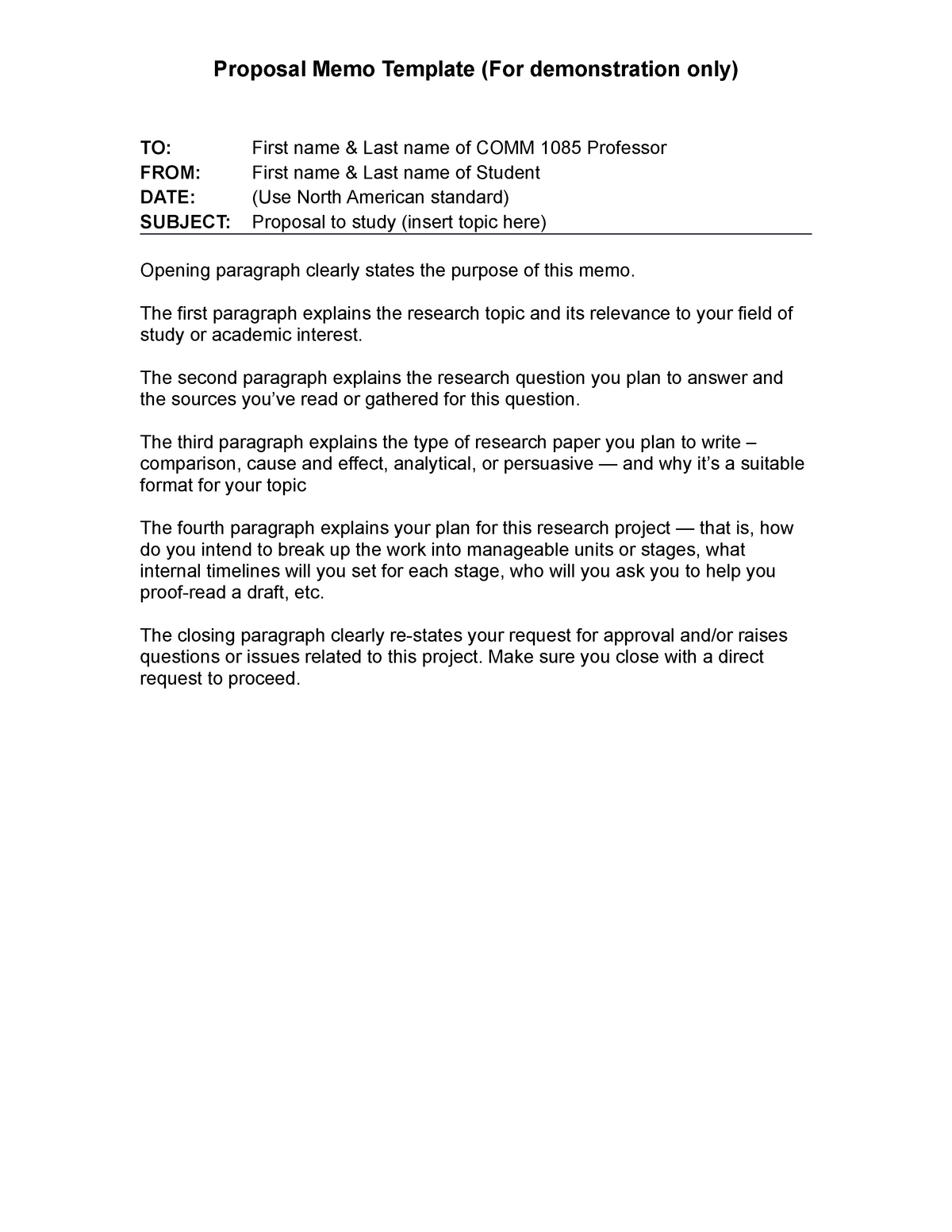 Week 8 Writing Task 4 Proposal Memo Template (For demonstration only