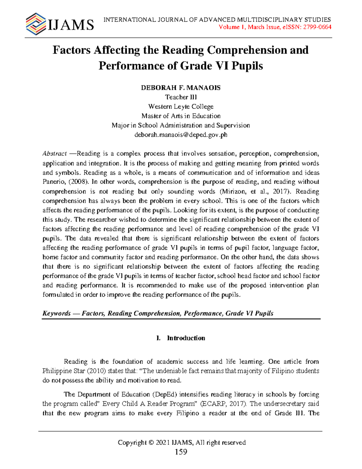 Ijams March 159 171 - Research - IJAMS Volume 1, March Issue, eISSN ...