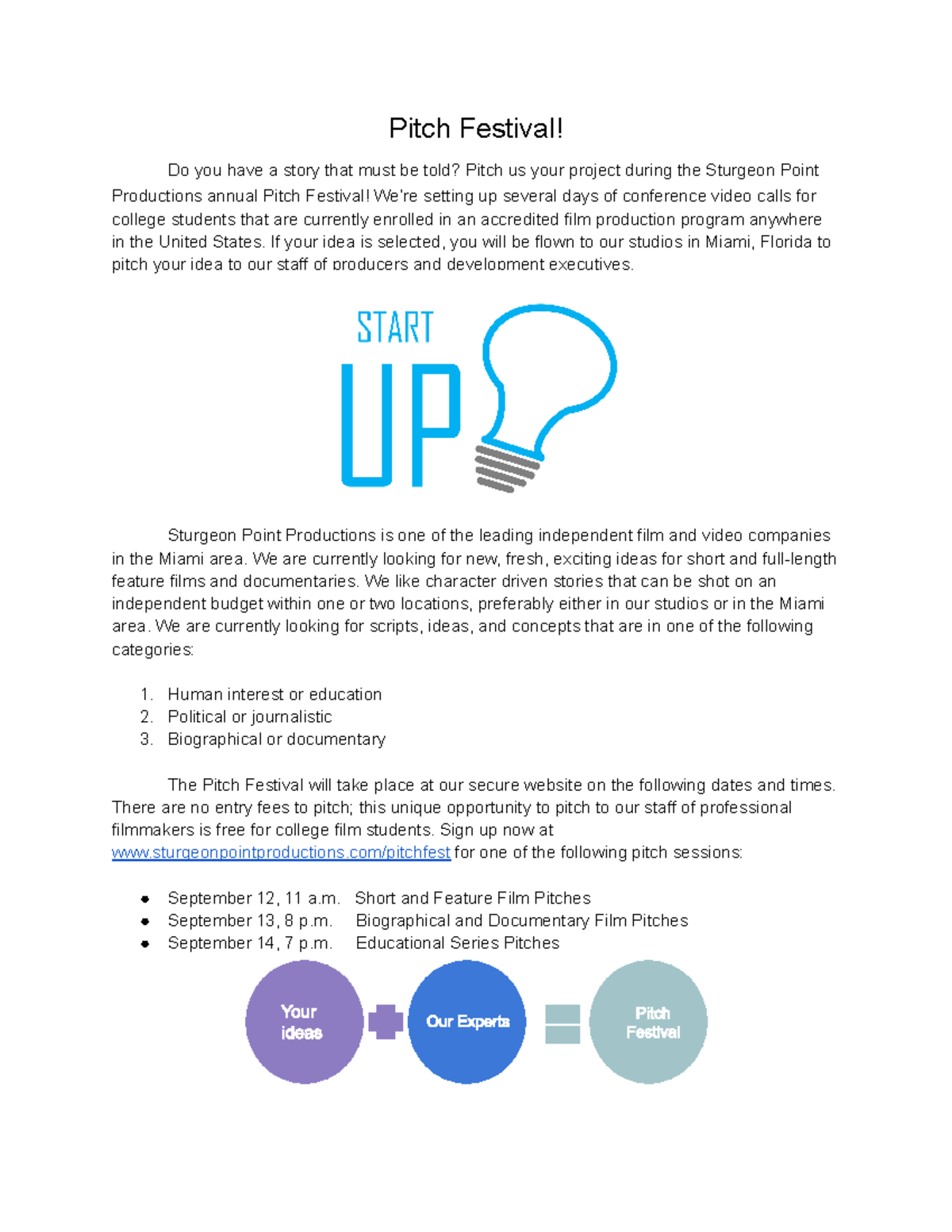 Pitch Festival Google Docs Pitch Festival! Do you have a story that