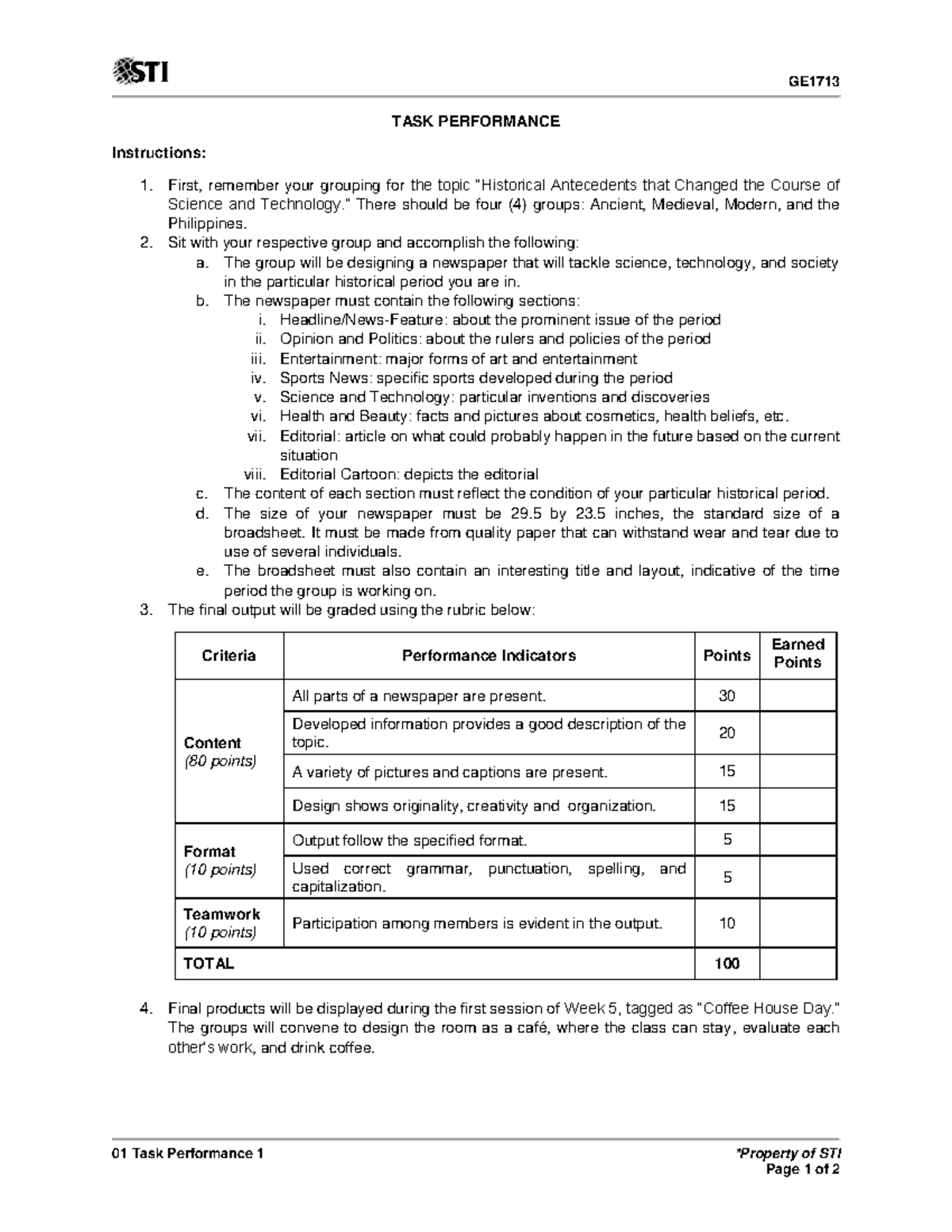 Sample/practice exam 14 February Autumn 2021, questions - GE 01 Task ...