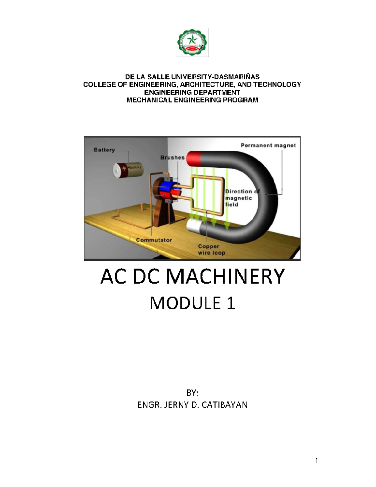 T-EEET310 Module 1 - AC DC - DE LA SALLE UNIVERSITY-DASMARIÑAS COLLEGE ...