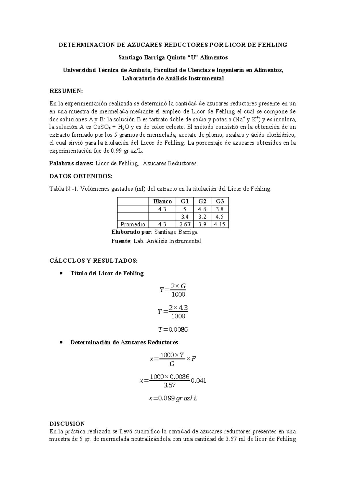 Determinacion De Azucares Reductores Por Determinacion De Azucares Reductores Por Licor De 6723