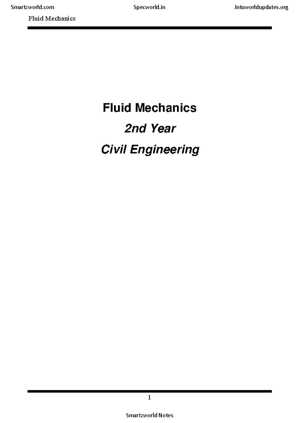 FluidMechanics Fluid Mechanics 1 Fluid Mechanics 2nd Year Civil
